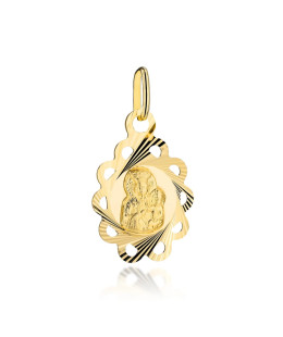 Gold medal Mother of God of Częstochowa in a diamond flower