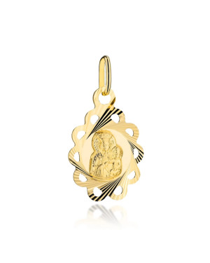 Gold medal Mother of God of Częstochowa in a diamond flower