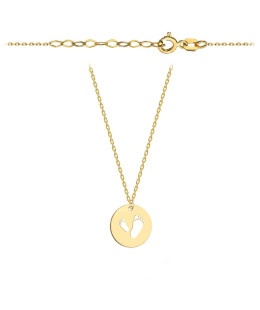 Gold necklace with footprints in a full circle