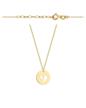 Gold necklace with footprints in a full circle