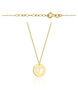 Gold necklace with footprints in a full circle