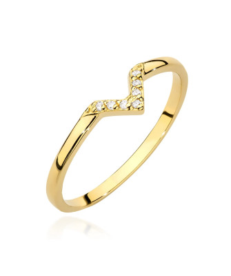 Złoty Pierścionek 14k z diamentami 0,04ct