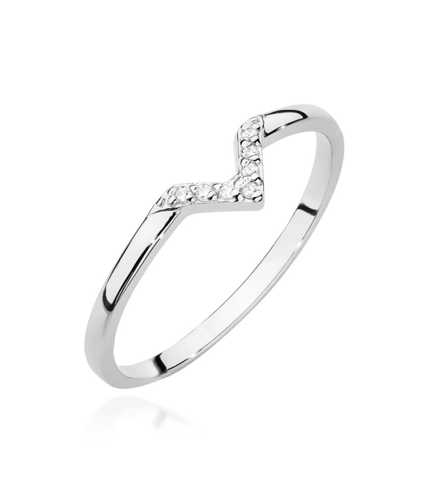 Złoty Pierścionek 14k Białe Złoto z diamentami 0,04ct