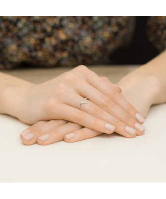 14k White Gold Ring with Diamonds 0.04ct