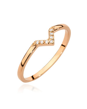 14k Rose Gold Ring with Diamonds 0.04ct