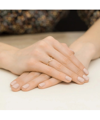 14k Rose Gold Ring with Diamonds 0.04ct