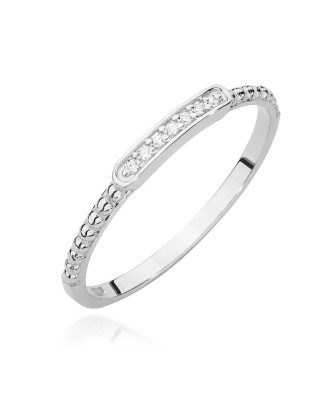 Złoty Pierścionek Białe Złoto 14k z diamentami 0,04ct