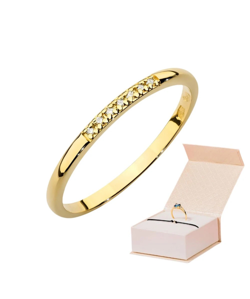 Złoty Pierścionek 14k z diamentami 0,04ct certyfikat