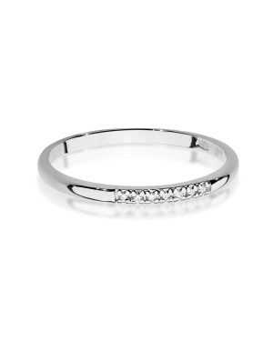 Złoty Pierścionek Białe Złoto 14k z diamentami 0,04ct certyfikat