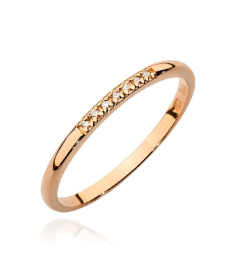 Gold Ring Rose Gold 14k with diamonds 0.04ct certificate