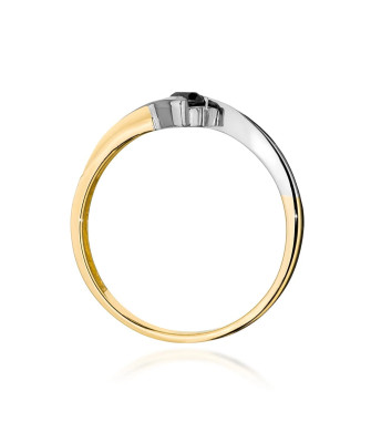 Złoty Pierścionek 14k Czarny Brylant 0,12ct certyfikat
