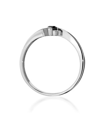Złoty Pierścionek Białe Złoto 14k Czarny Brylant 0,12ct certyfikat