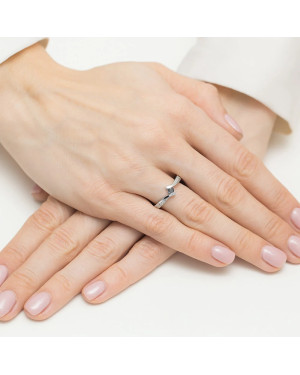 Gold Ring White Gold 14k Black Diamond 0.12ct certificate