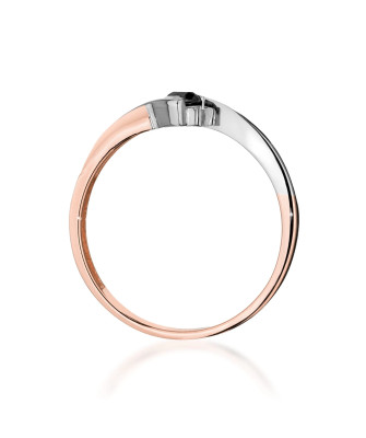 Gold Ring Rose Gold 14k Black Diamond 0.12ct certificate