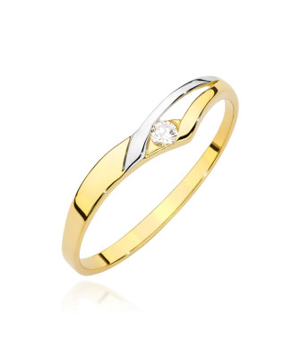 Złoty Pierścionek 14k Brylant 0,04ct certyfikat
