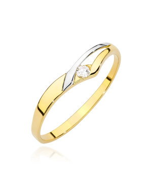 Złoty Pierścionek 14k Brylant 0,04ct certyfikat