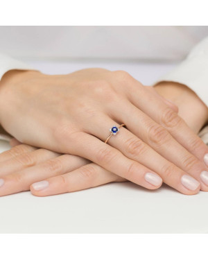 Złoty Pierścionek 14k Brylant Szafir 0,30ct