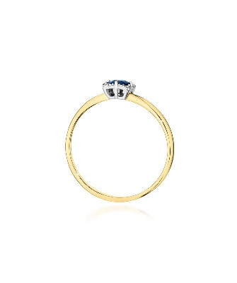 Złoty Pierścionek 14k Brylant Szafir 0,30ct