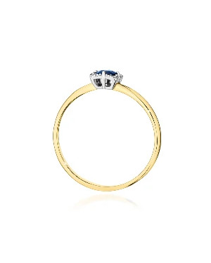 Złoty Pierścionek 14k Brylant Szafir 0,30ct