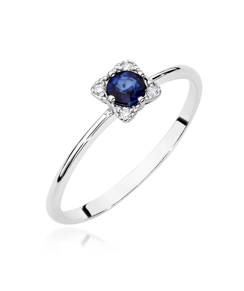 14k White Gold Ring Diamond Sapphire 0.30ct