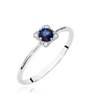 14k White Gold Ring Diamond Sapphire 0.30ct