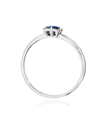 14k White Gold Ring Diamond Sapphire 0.30ct