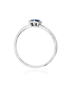 14k White Gold Ring Diamond Sapphire 0.30ct