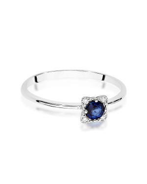 14k White Gold Ring Diamond Sapphire 0.30ct
