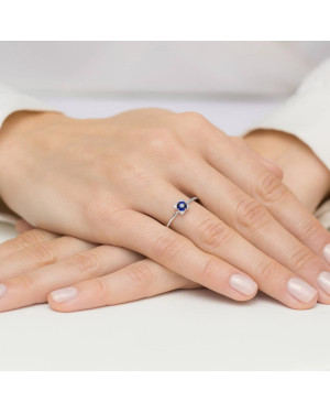 14k White Gold Ring Diamond Sapphire 0.30ct