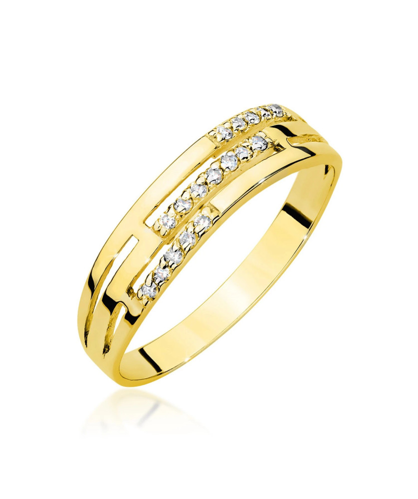 Złoty Pierścionek 14k Z Diamentami 0,15ct certyfikat