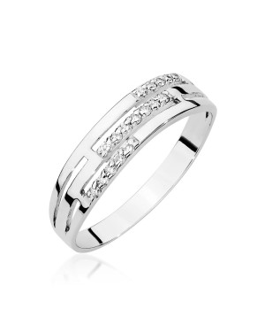 Złoty Pierścionek 14k Białe Złoto Z Diamentami 0,15ct certyfikat