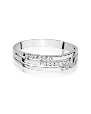 Złoty Pierścionek 14k Białe Złoto Z Diamentami 0,15ct certyfikat