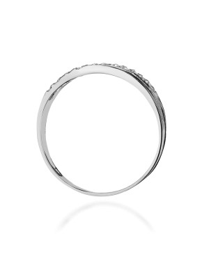 Złoty Pierścionek 14k Białe Złoto Z Diamentami 0,15ct certyfikat