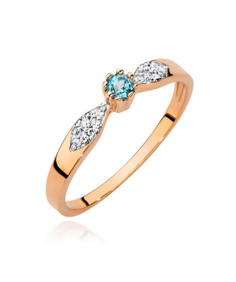14k Rose Gold Ring with Topaz 0.15ct certificate