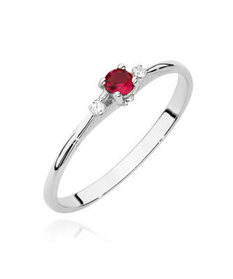 14k White Gold Ring with Ruby 0.15ct certificate
