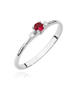 14k White Gold Ring with Ruby 0.15ct certificate