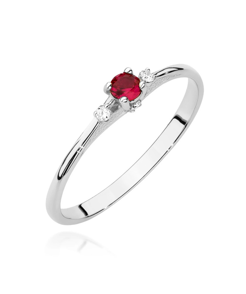 14k White Gold Ring with Ruby 0.15ct certificate