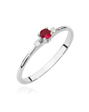 14k White Gold Ring with Ruby 0.15ct certificate