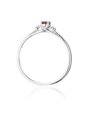 Złoty Pierścionek 14k Białe Złoto Z Rubinem 0,15ct certyfikat