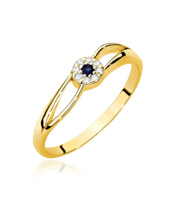 14k Gold Ring with Diamond and Sapphire 0.03ct certificate