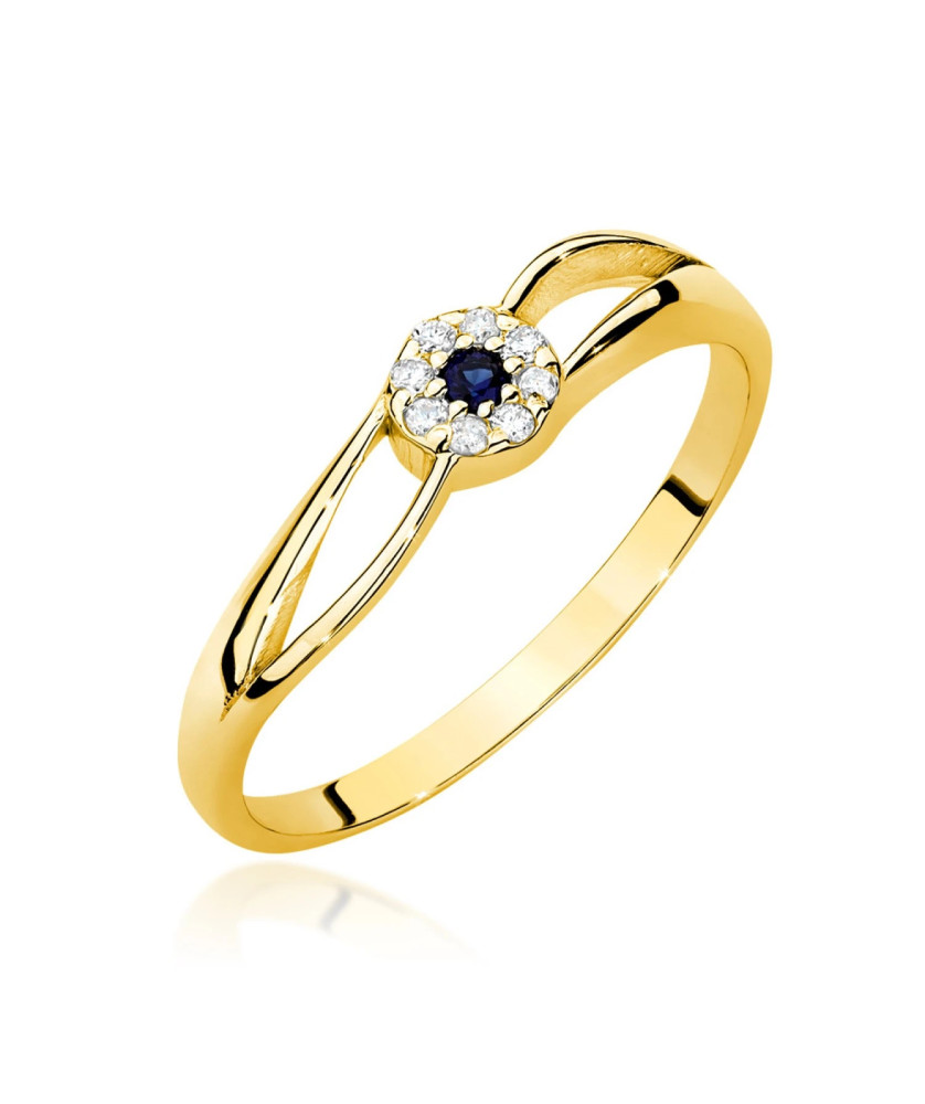 14k Gold Ring with Diamond and Sapphire 0.03ct certificate