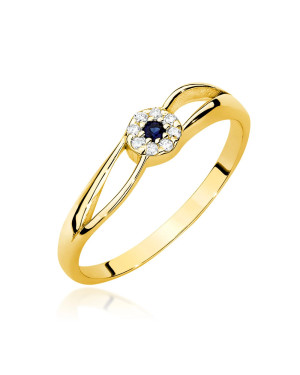 14k Gold Ring with Diamond and Sapphire 0.03ct certificate