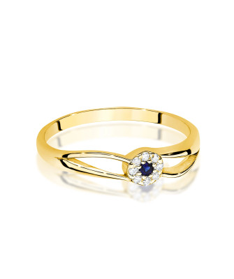 14k Gold Ring with Diamond and Sapphire 0.03ct certificate