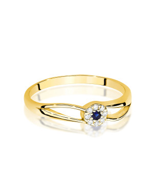 14k Gold Ring with Diamond and Sapphire 0.03ct certificate