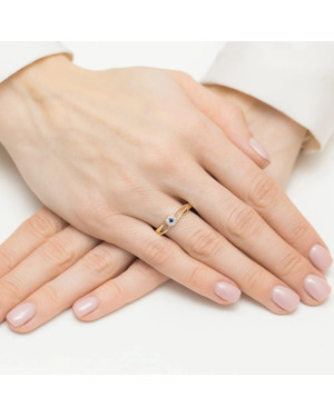 14k Gold Ring with Diamond and Sapphire 0.03ct certificate