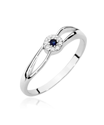 14k White Gold Ring with Diamond and Sapphire 0.03ct certificate