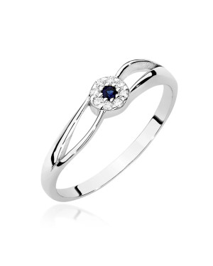 14k White Gold Ring with Diamond and Sapphire 0.03ct certificate
