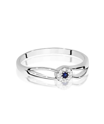 14k White Gold Ring with Diamond and Sapphire 0.03ct certificate