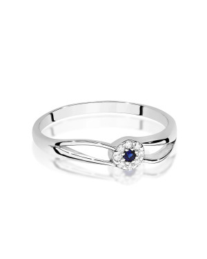 14k White Gold Ring with Diamond and Sapphire 0.03ct certificate