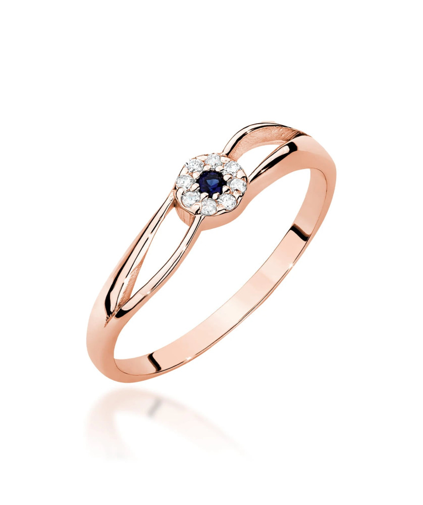 14k Rose Gold Ring with Diamond and Sapphire 0.03ct certificate